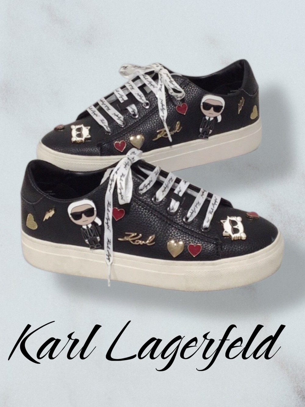 KARL LAGERFELD Cate Leather Sneakers Size 6M